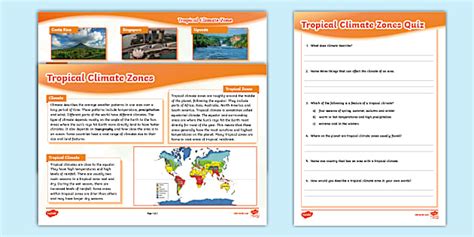 Tropical Climate Zones Fact File and Quiz - KS2 - Geography