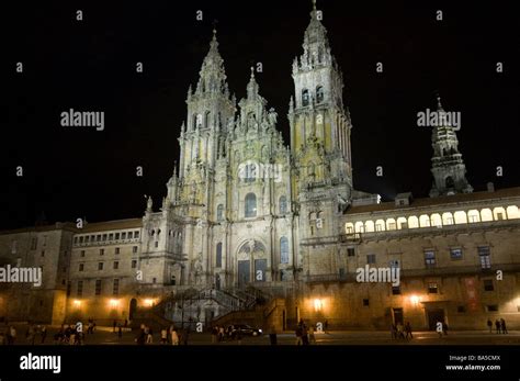 night shot of the Santiago de Compostela Cathedral Stock Photo - Alamy