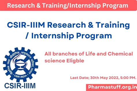 Csir Iiim Research And Training Internship Program June July 2023