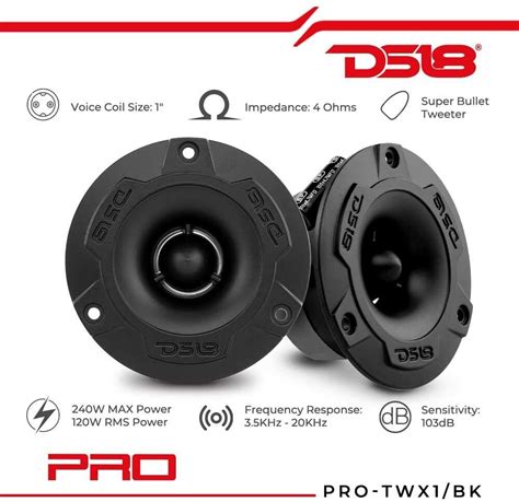 Ds Pro Twx Bk Aluminum Super Bullet Tweeter W Max Ohms Pro