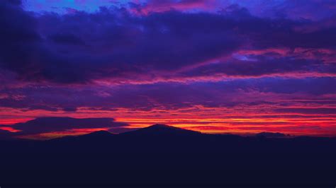 Mountains Sunset Sky Clouds 4k HD Wallpaper