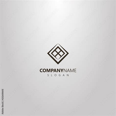 black and white simple vector geometric logo of rotated window Stock Vector | Adobe Stock