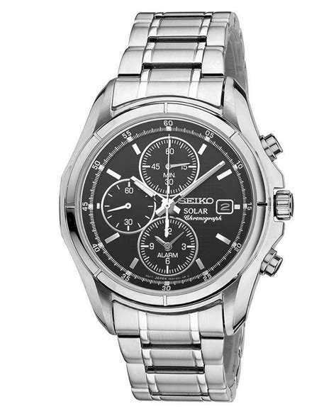 Seiko Men's Solar Chronograph Stainless Steel Bracelet 39mm Ssc001 in ...