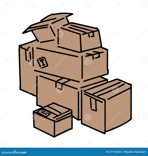 Pile Cardboard Boxes Set Vector Illustration