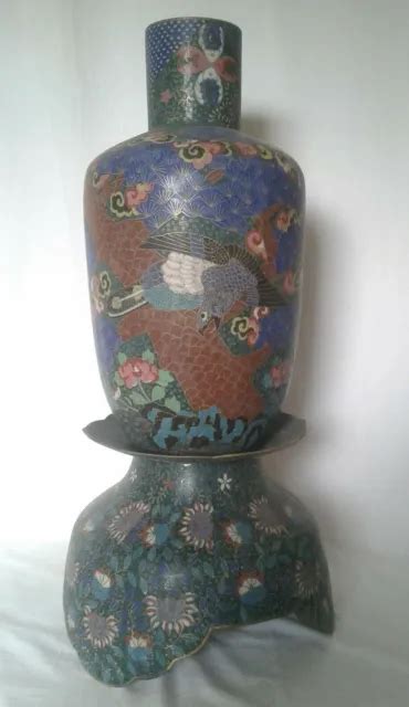 Grand Vase En Emaux Cloisonn En Bronze Chine Vietnam Xix Me Cm Eur