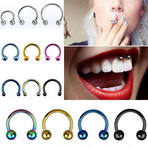 1 4pc 16g Anodized Steel Circular Barbell Septum Helix Piercing 2mm 4mm