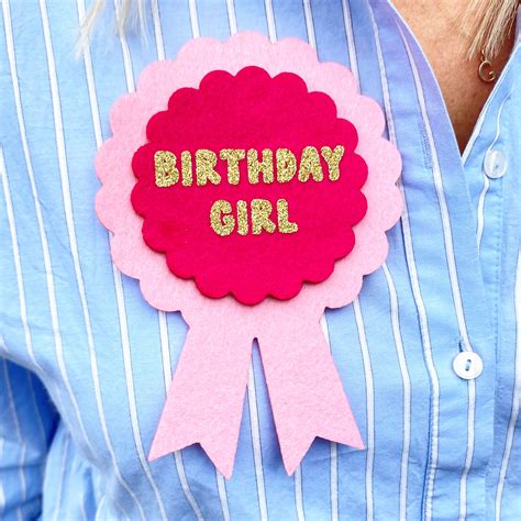 Large Felt Birthday Girl Badge Postbox Party