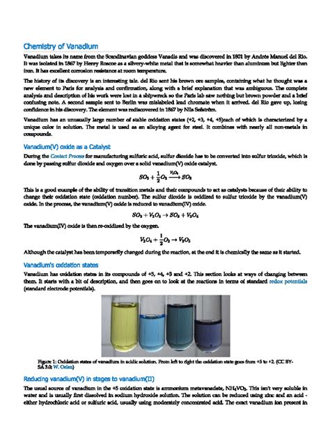 Chemistry Of Vanadium Experiment Chemistry Of Vanadium Vanadium