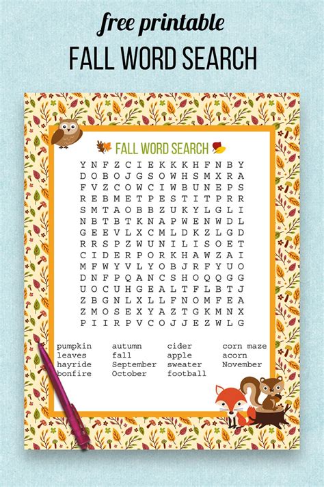fall word search printable autumn word search homeschool share