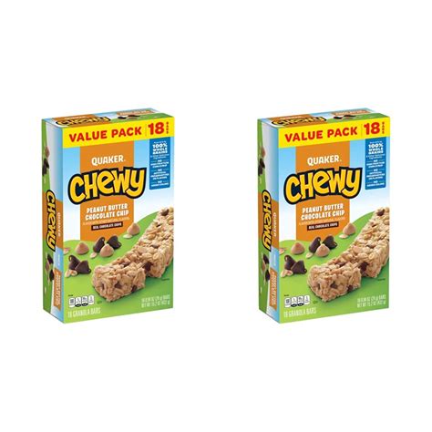 Quaker Chewy Peanut Butter Chocolate Chip Granola Bars 152 Oz Pack Of 2 Grocery