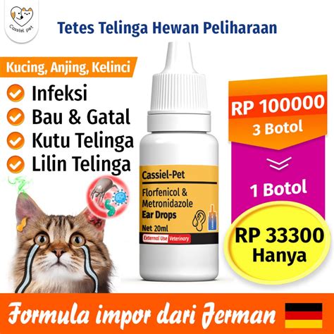 Jual Cassiel Pet Obat Tetes Telinga Kucing Anti Peradangan Saluran