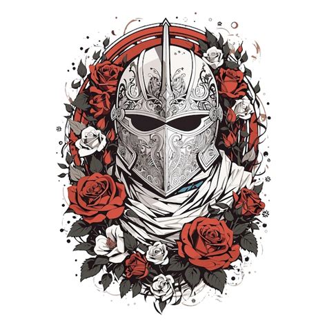 Premium Vector Medieval Knight Armor Vintage With Rose Hand Drawn