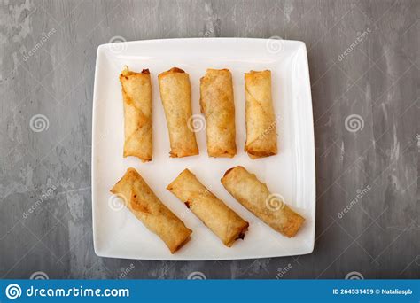 Spring Roll Also Known As Egg Roll On White Dish Stock Image Image Of