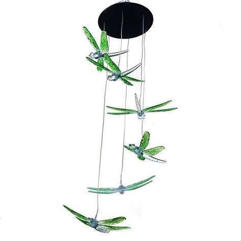 Solar Powered Dragonfly Wind Chime Garden Light Multicolor Shop Today
