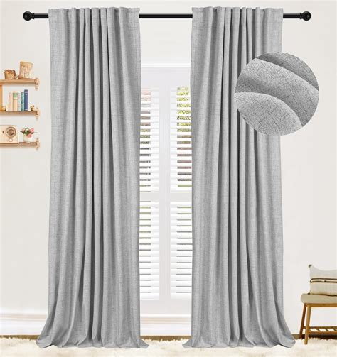 100 Blackout Shield Linen Blackout Curtains 108 Inches Longback Tabrod Pocket