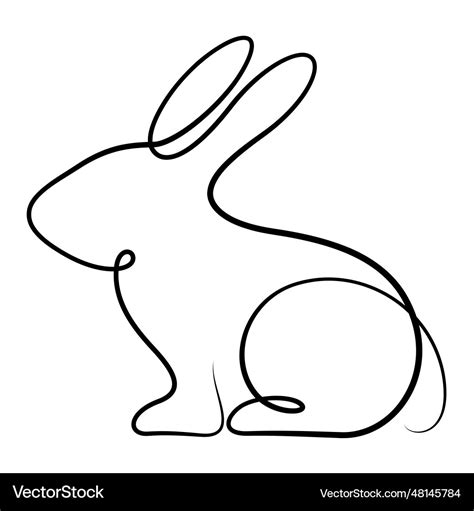 Rabbit Continuous Line Drawing Calligraph Vector Image