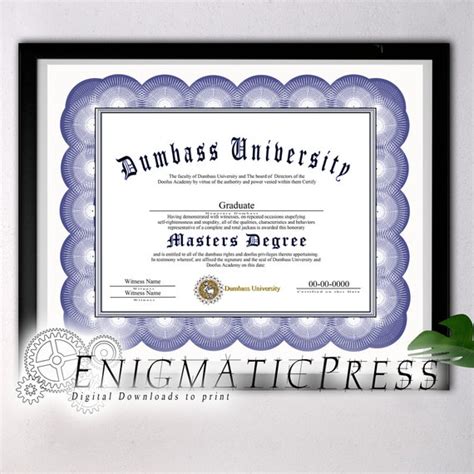 Honorary Dumbass Degree Graduate Style Diploma With Editable Etsy