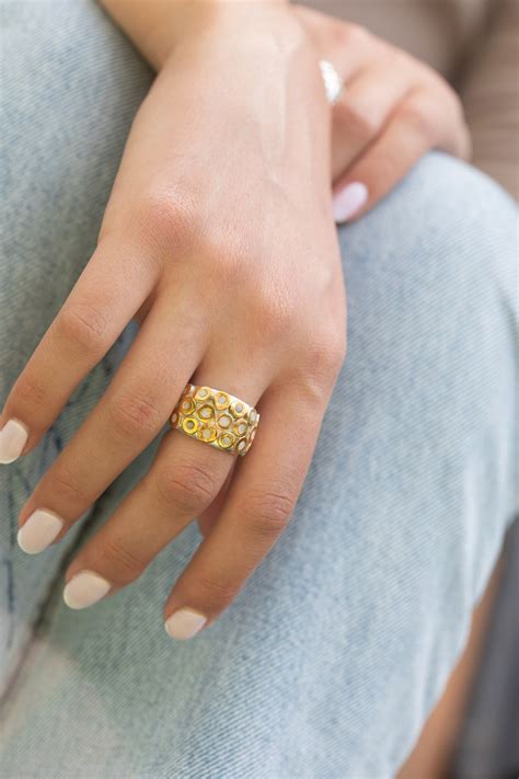 circles silver ring sterling silver ring golden circles  etsy