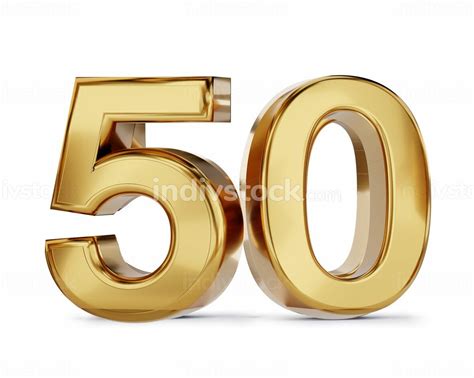 50 Golden Fifty Symbol 3d Illustrationwebp Transparent Indivstock