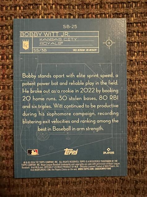 Topps Series Bobby Witt Jr Superstar Blueprint Insert Kansas