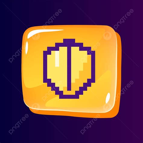 Pixelated Color Icon On Glossy Ui Button With Shield Design Vector