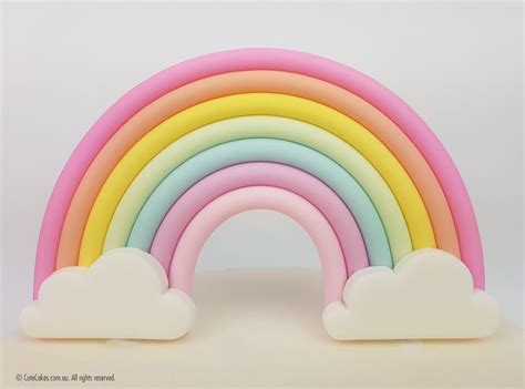 Pastel Rainbow Cake Topper Clouds Unicorn Party Fondant Decoration D