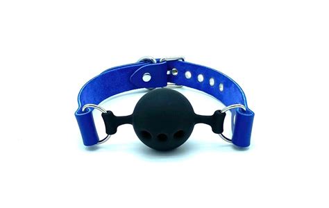 Bdsm Ball Gag Candice In Dark Blue Leather Bdsm Ball Gag Mouth