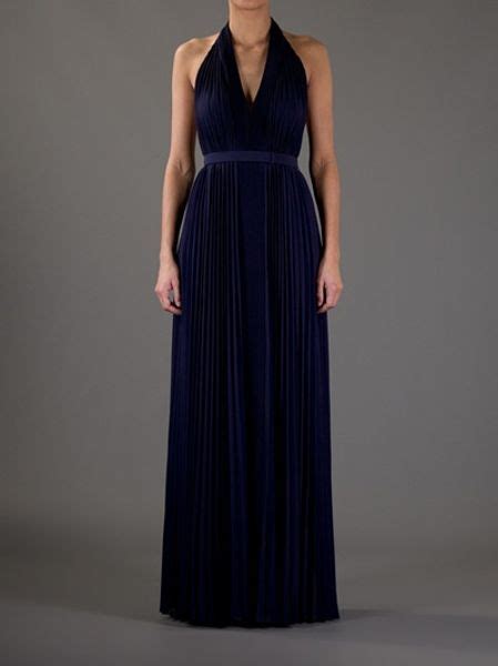 Halston Heritage Pleated Halter Neck Gown In Purple Lyst