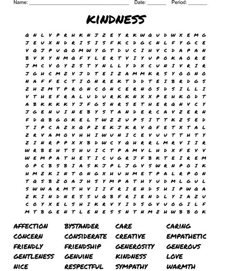 Kindness Word Search Wordmint