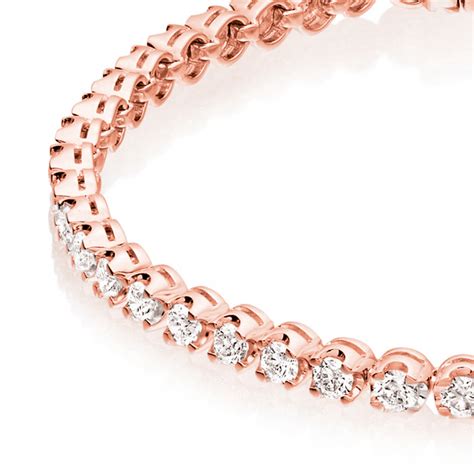 Rose Gold 3 80 Cts Tiger Prong Diamond Tennis Bracelet