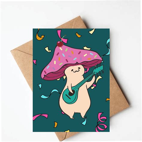 Mushroom Birthday Card Mushroom People Card Unique Birthday Card For Her Pink Mango Print Co