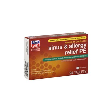 Rite Aid Pharmacy Sinus Allergy Relief PE Maximum Strength Tablets