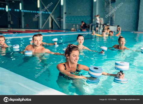 Aqua Aerobics Workout With Dumbbells Stock Photo By ©nomadsoul1 157919982