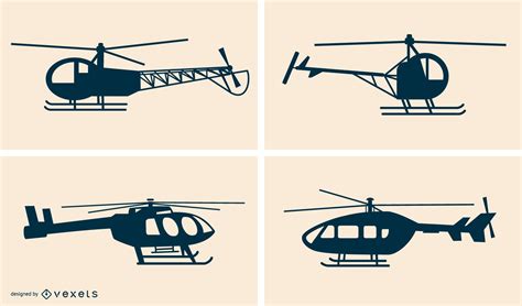 Descarga Vector De Paquete De Vectores De Siluetas De Helicóptero