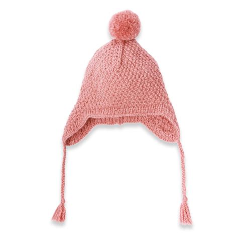 Les tricots de mamy Bonnet bébé fille avec pompom vieux rose