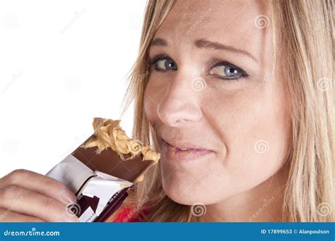 Close Woman Peanut Butter Chocolate Stock Image Image Of Beauty