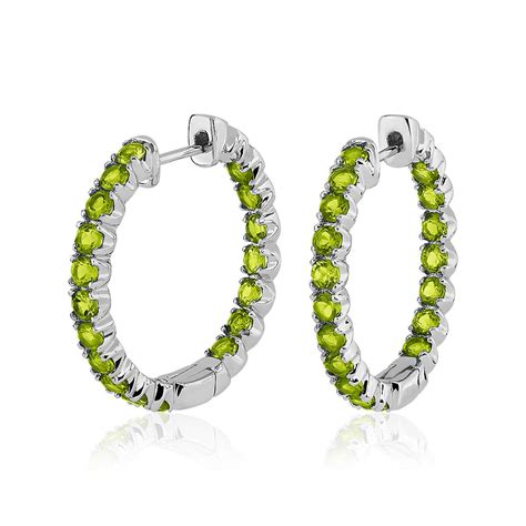 Peridot Hoop Earrings In Sterling Silver 25mm Blue Nile