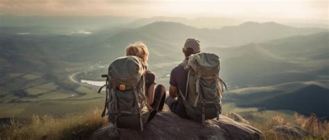 Premium Photo Hikers With Backpacks Sitting And Relaxing On The Top