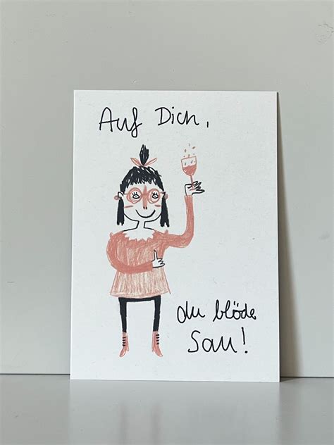 Slinga Illustration Postkarte Auf Dich Gru Karte F R Deine Bl Den S Ue