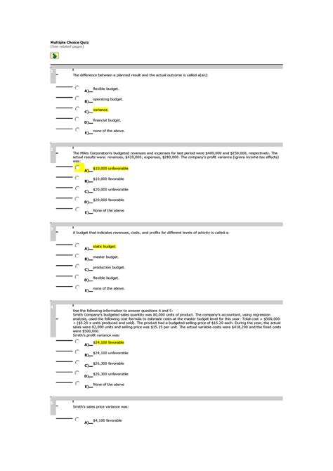 Multiple Choice Quiz Chapter 16 Multiple Choice Quiz See Related