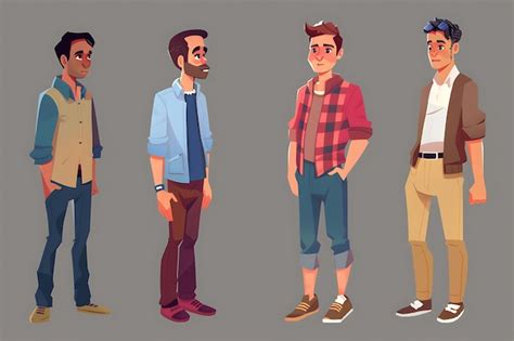 premium photo  cartoon men characters standing