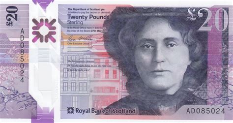 Banknote Scotland 20 Pounds Kate Cranstone - Royal Bank of Scotland- Polymer - 2019 (2020) - UNC