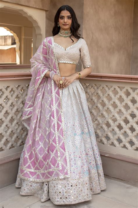 Buy Multi Color Chanderi Embroidery Gota V Neck Mirror And Zari Bridal