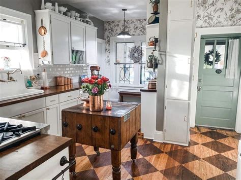 Vintage Kitchen With Wood Checkered Floor Soul And Lane