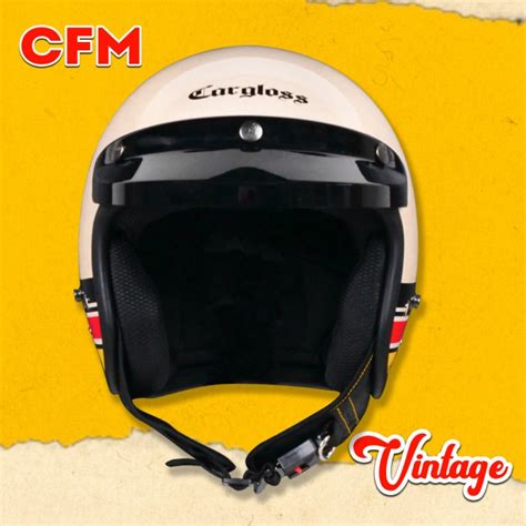 Jual Helm Cargloss Vintage Cfm Retro Half Face Vintage Avorio Naide