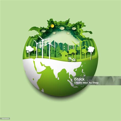 Green Earth And Eco City Concept Stock Illustration Download Image