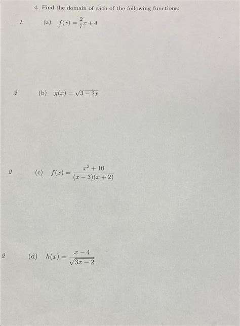 Solved Find The Domain Of Each Of The Following