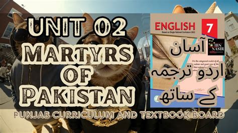 Martyrs Of Pakistan Unit 2 Class 7 English Urdu Translation