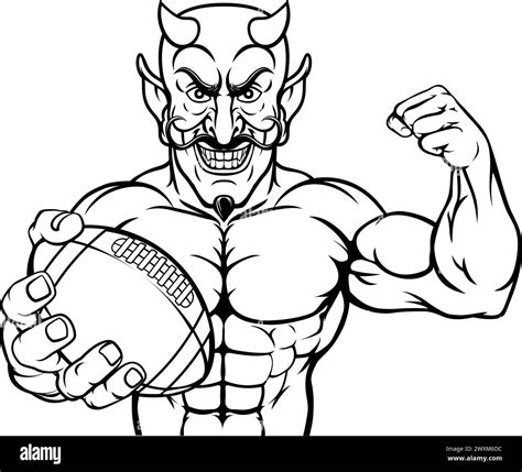 Devil American Football Sports Mascot Holding Ball Stock Vector Image