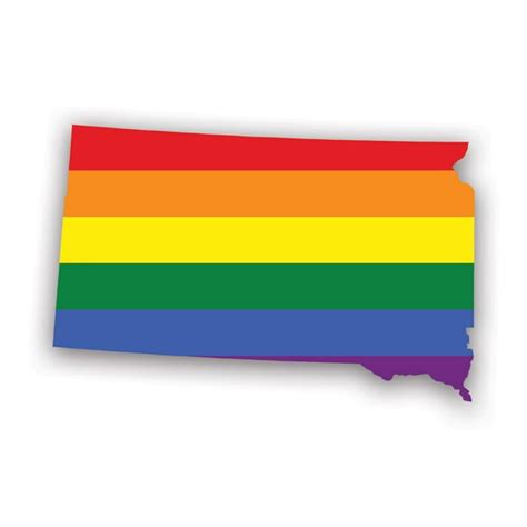 South Dakota State Shaped Gay Pride Rainbow Flag Sticker Decal Self